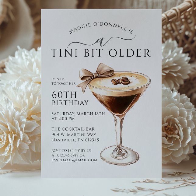 A Tini Bit Older Espresso Martini 60th Birthday Invitation (Creator Uploaded)