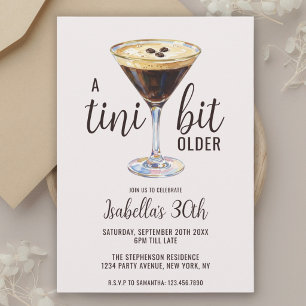 A Tini Bit Older Espresso Martini Birthday Invitation