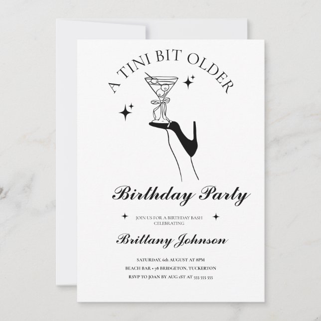 a Tini Bit Older Espresso Martini Birthday Invitation (Front)