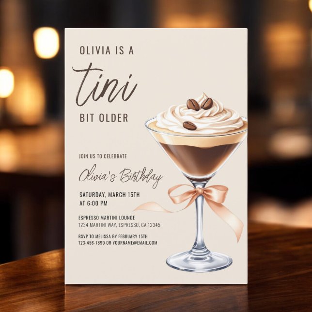A Tini Bit Older Espresso Martini Birthday Party Invitation (Creator Uploaded)