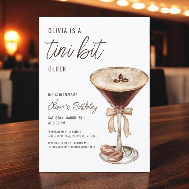 A Tini Bit Older Espresso Martini Birthday Party Invitation (Creator Uploaded)