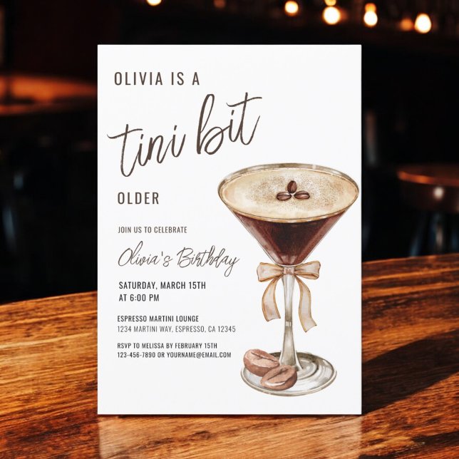 A Tini Bit Older Espresso Martini Birthday Party Invitation (Creator Uploaded)