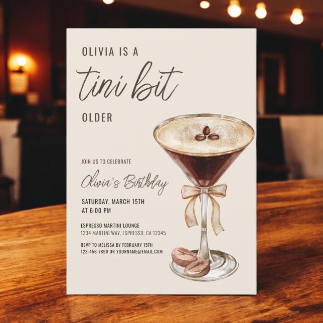 A Tini Bit Older Espresso Martini Birthday Party Invitation (Creator Uploaded)