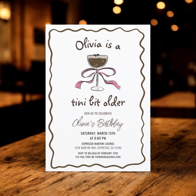 A Tini Bit Older Espresso Martini Birthday Party Invitation (Creator Uploaded)