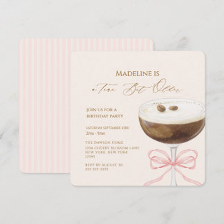 A Tini Bit Older Espresso Martini Striped Birthday Invitation