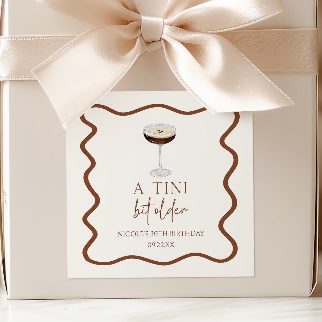 A Tini Bit Older Expresso Martini Birthday Party Square Sticker (Creator Uploaded)