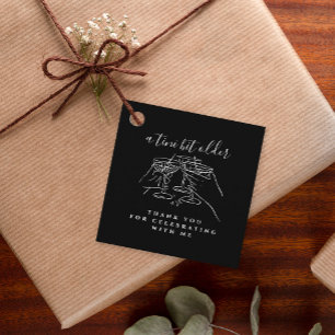 A Tini Bit Older Hand Drawn Black Birthday Party Favour Tags