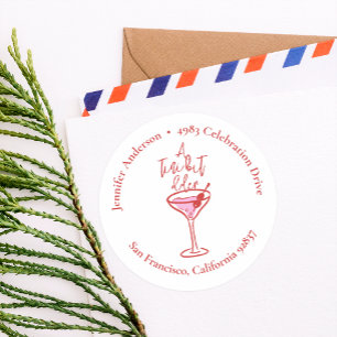 A Tini Bit Older Hand Drawn Martini Return Address Classic Round Sticker