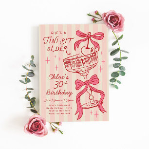 A Tini Bit Older Hand-drawn Pink Cherry Birthday Invitation