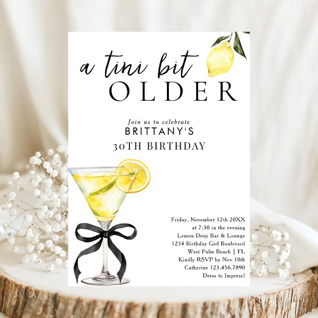 A Tini Bit Older Lemon Drop Martini 30th Birthday Invitation (Creator Uploaded)