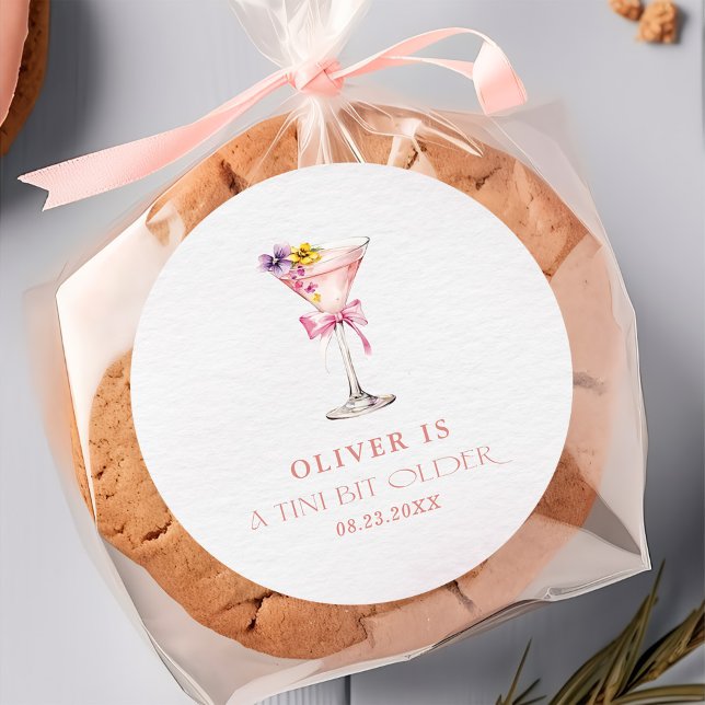 A Tini Bit Older Martini 30th Birthday Party Classic Round Sticker (Creator Uploaded)