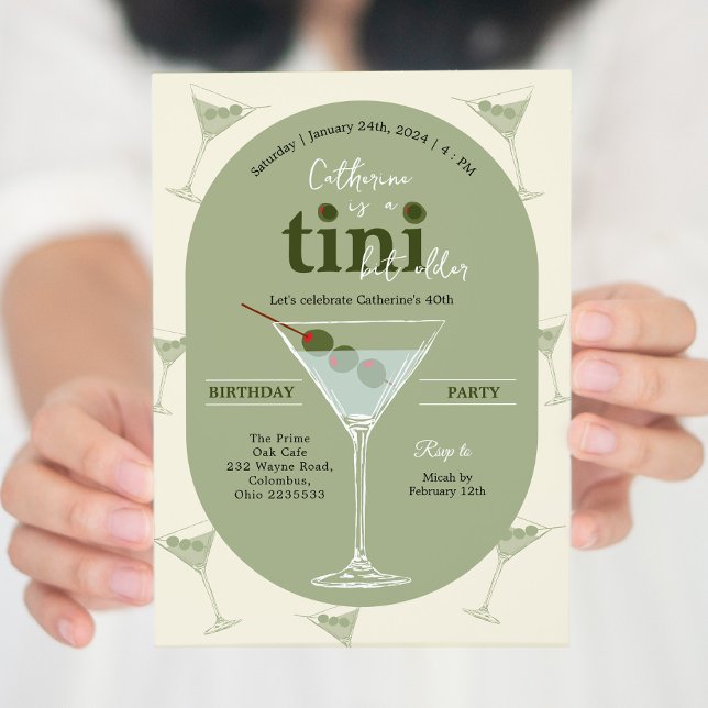 A Tini Bit Older Martini Birthday Invitation (Creator Uploaded)