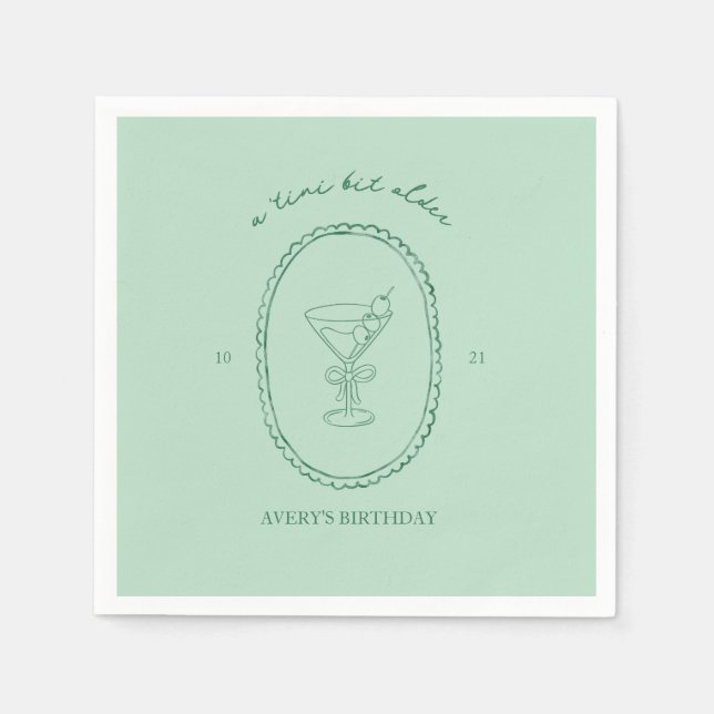 A Tini Bit Older" Martini Birthday Napkin (Front)