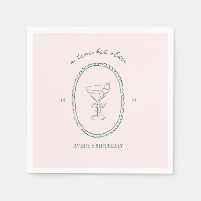 A Tini Bit Older" Martini Birthday Napkin (Front)