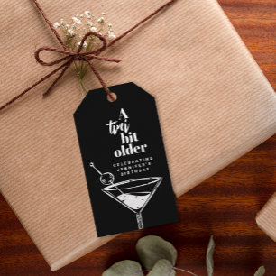 A Tini Bit Older Martini Birthday Party Black Gift Tags