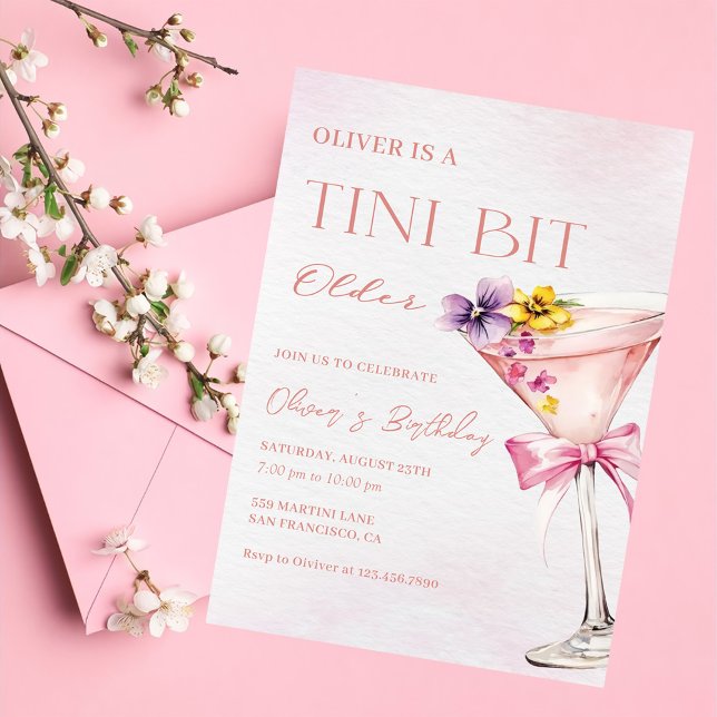 A Tini Bit Older Martini Birthday Party Invitation (Creator Uploaded)
