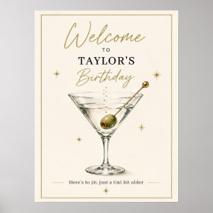 A Tini Bit Older Martini Birthday Welcome Poster