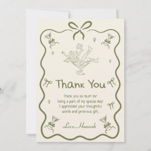 A Tini Bit Older Martini Bow Birthday Party Thank You Card