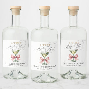 A Tini Bit Older Martini Pink Bow Birthday Liquor Bottle Label