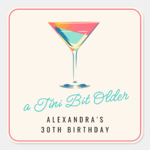 A Tini Bit Older Martini Theme Retro 30th Birthday Square Sticker