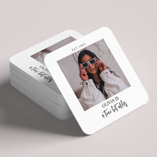 A Tini Bit Older Martini Themed Photo Party Favour Square Paper Coaster