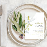 A Tini Bit Older Olive Martini Birthday Party Invitation<br><div class="desc">Surprise your loved ones with this stylish birthday party invitation,  featuring pretty martini with a bow and editable details. Easily customize it by clicking on the "personalize" option.</div>
