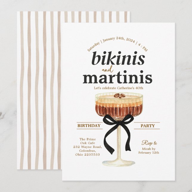 A Tini Bit Older Party Espresso Martini Theme Invitation (Front/Back)