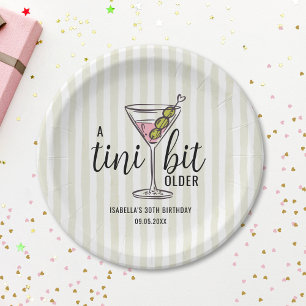 A Tini Bit Older Pink Martini Cocktail Birthday Paper Plate