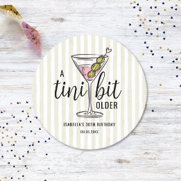 A Tini Bit Older Pink Martini Cocktail Birthday Round Paper Coaster