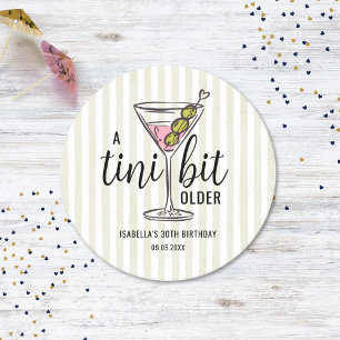 A Tini Bit Older Pink Martini Cocktail Birthday Round Paper Coaster