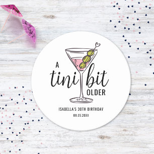 A Tini Bit Older Pink Martini Themed Birthday Round Paper Coaster
