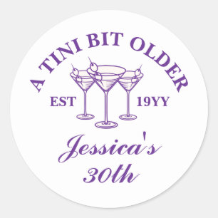 A Tini Bit Older Purple Custom Birthday Party  Classic Round Sticker
