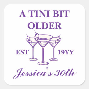 A Tini Bit Older Purple Custom Birthday Party  Square Sticker
