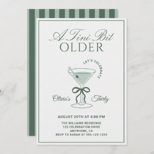 A Tini Bit Older Sage 30th Martini Birthday Invitation