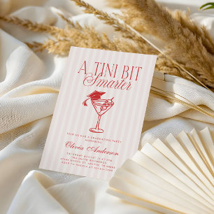 A Tini Bit Smarter Pink Red Stripes Graduation Invitation
