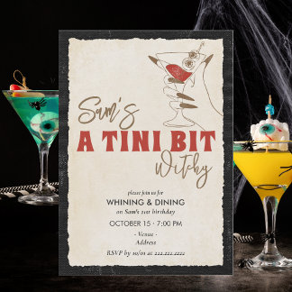 A Tini Bit Witchy 21st Halloween Cocktail Birthday Invitation