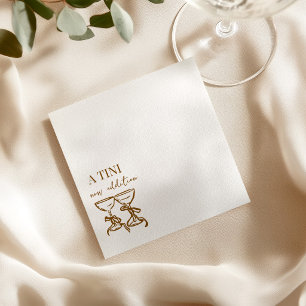 A Tini New Addition Martini Hand Drawn Cocktail Napkin