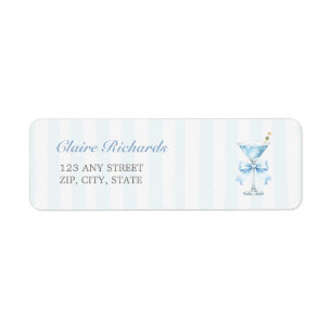 A Tini One Blue Stripes Baby Shower Return Address