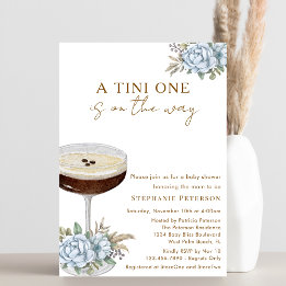 A Tini One Dusty Blue Espresso Martini Baby Shower Invitation