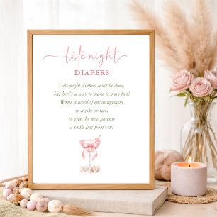 A TIni One Elegant Baby Shower Late Night Diapers Poster