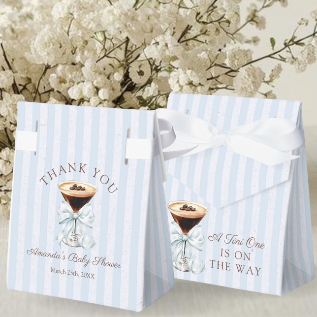 A Tini One Espresso Martini Baby Shower Gift Favor Box (A tini one is on the way Espresso martini baby shower Thank you Favor Gift Boxes)