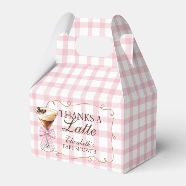 A Tini One Espresso Martini Pink Bow Baby Shower Favor Box (Front Side)