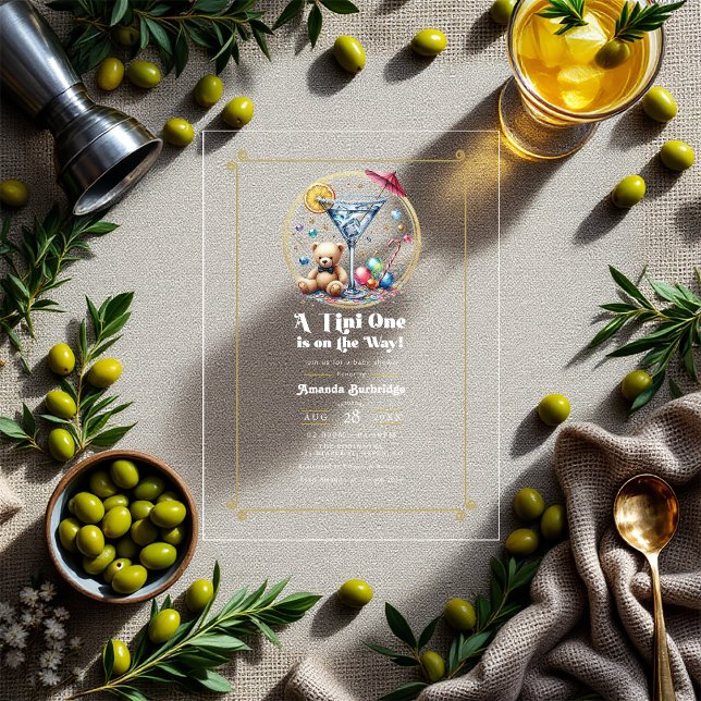 A Tini One Is On The Way Baby Shower Clear Acrylic Invitations (A Tini One Is On The Way Baby Shower Clear Acrylic Invitations)