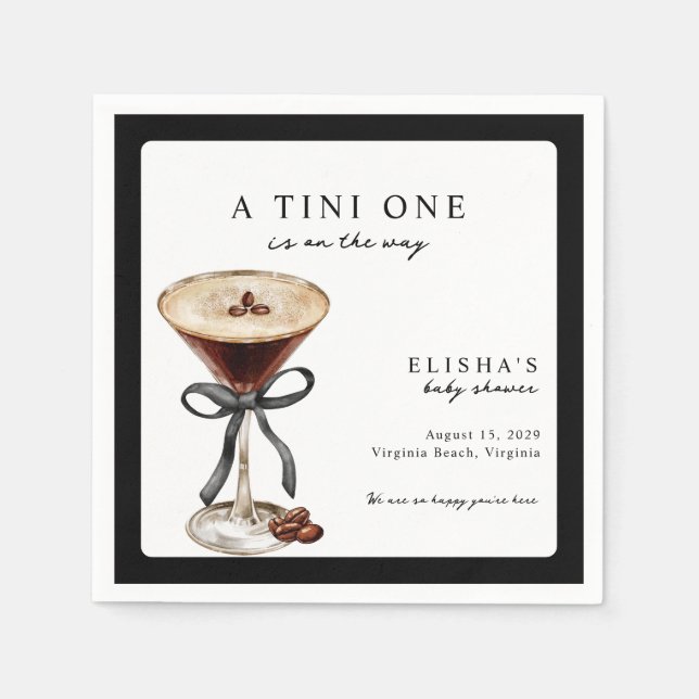 A Tini One Is on the Way Baby Shower  Napkin (Front)