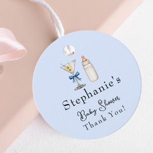 A Tini One Is On The Way Blue Martini Baby Shower Favour Tags