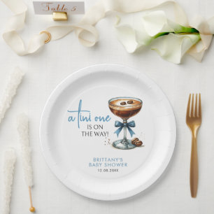 A Tini One Is On The Way Boy Baby Shower  Paper Plate