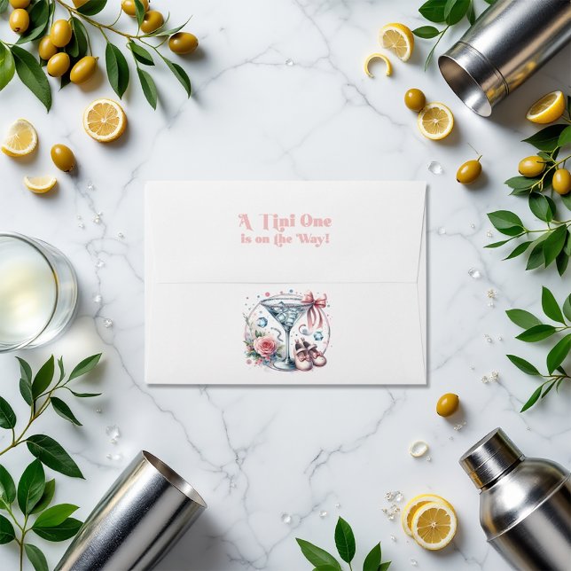 A Tini One Is On The Way Chic Martini Baby Shower Envelope (A Tini One Is On The Way Chic Martini Baby Shower Envelope)