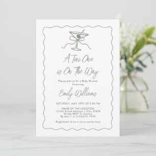 A Tini One Is On The Way Martini Baby Shower Invitation