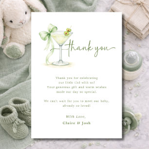 A Tini One Martini Baby Shower Elegant Thank You Card