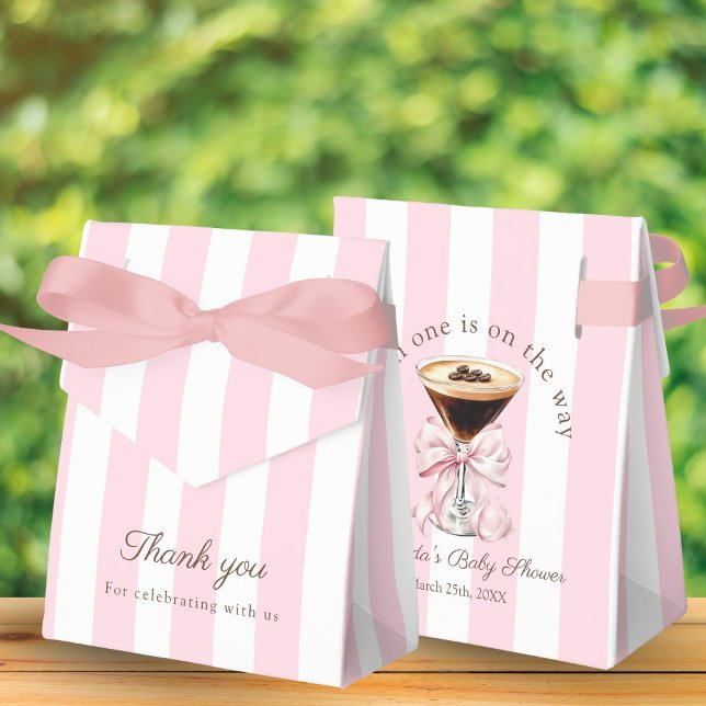 A Tini One Martini Pink Bow Baby Shower Gift Favor Box (A tini one is on the way Baby shower Girl Gift Boxes)